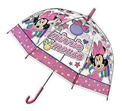 Minnie Mouse Transparent Bell Umbrella 19  Pink Rainbow Dome • £14.99