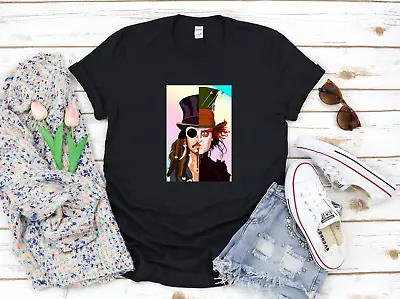Mad Hatter Johnny Depp Jack Sparrow 3/4 Short Sleeve Woman T Shirt F500 • £9.92