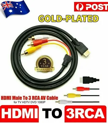 $9.99 • Buy 1080p HDMI To RCA Composite AV CVBS 3RCA Video Audio Cable Converter Composite 