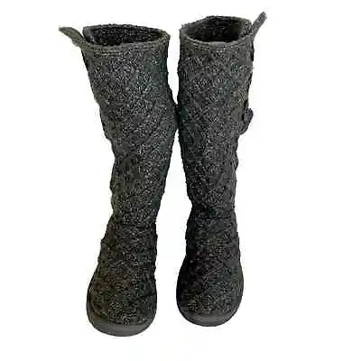 UGG Australia Knit Sweater Cardy Boots Women’s Size 8 Dark Grey Tall 3066 • $28