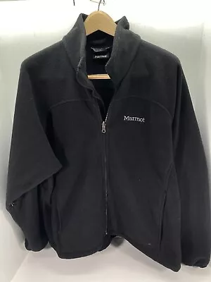 Marmot Fleece Jacket Men Size 2XL Black Full Zip Long Sleeve Vented Mock Neck • $26.95