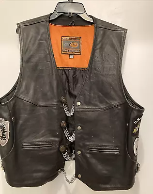 First Classics Leather Biker Vest With Chains Size XXL • $39