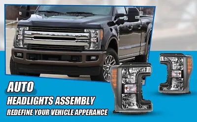 For 17-19 Ford Super Duty F-250 F-350 XL XLT Black LED Bar Projector Headlights • $269.99