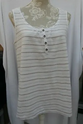 Marks And Spencer Indigo Collection Ladies White Stripe Sleeveless Top - Size 8 • £1.99