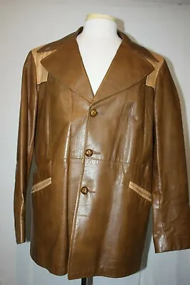 VTG Pioneer Wear Western RAB Sport Coat Brown Leather Ostrich Shoulders Sz 44L  • $175.02