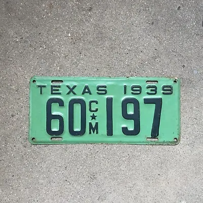 1939 Texas Truck License Plate 60197 Commercial Ford Chevy Dodge Pickup Garage • $379.66