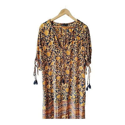 ISHKA Short Sleeve Full Length Maxi Dress SIZE XXL 14 16 Gypsy Boho • $39.50