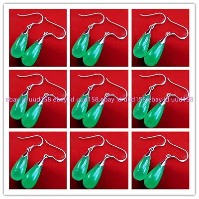 Wholesale 1/2/4/9pair Natural Green Jade Gems Beads Earrings 925 Silver • $2.99