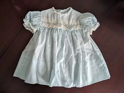 Vintage ANCE K Ance' K Custom Baby Girl Toddler Lace Trim Dress Blue Size L EUC  • $25