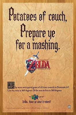 1998 The Legend Of Zelda Ocarina Of Time N64 Print Ad/Poster Official Promo Art • $19.49