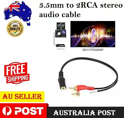 3.5mm Audio 2 RCA Cable Stereo Female To 2 RCA Male Y Splitter Aux Cable Cord AU • $7.49