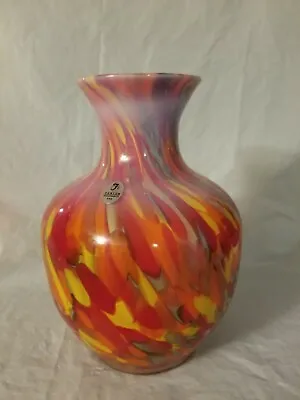 $299 • Buy Fenton 9''tall Davy Fetty Vase Orange Multiple Color New