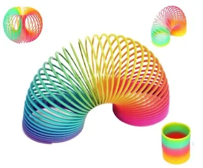 Plastic 6.5cm Rainbow Spring Slinky Toy Type Springy Classic Kids Gift • £5.99