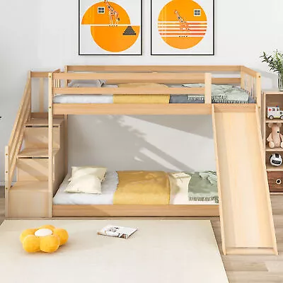 £359.98 • Buy 3 Stairs Slide 3FT Bunk Bed 90x190 Solid Pine Wooden Bed Frame Kids Single Bed 