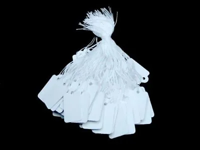 £3.25 • Buy White Strung Tickets 75mm X 45mm Price Tags String Swing Labels 