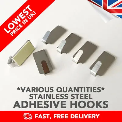 £1.74 • Buy Hooks Hangars Stainless Steel Sticky Self Adhesive - Fast - Lowest Price In UK!