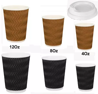 Disposable Coffee Cups 4oz 8oz 12oz Bulk Takeaway Paper Ripple Wall Take Away • $25