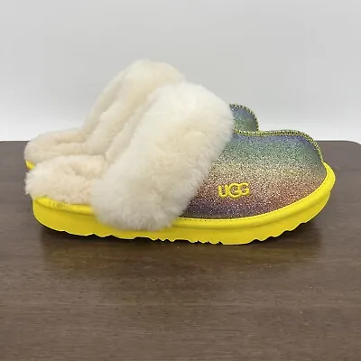 UGG Cozy II Glitter Big Girls Shearling Slide Slippers Multicolor Size 4 NEW • $53.99