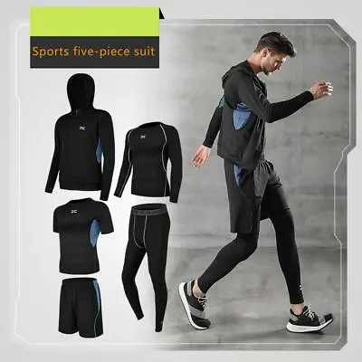 5Pcs/Set Mens Tracksuit Gym Compression Running Jogging Sport Wear Workout • £38.88