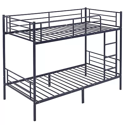 Metal Bunk Bed Twin Over Twin For Adult Teens Kid Bunk Bed With Flat Step Blue • $148.95