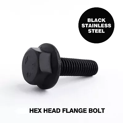 Black Stainless Steel Hex Head Flange Screws Bolts • £3.74