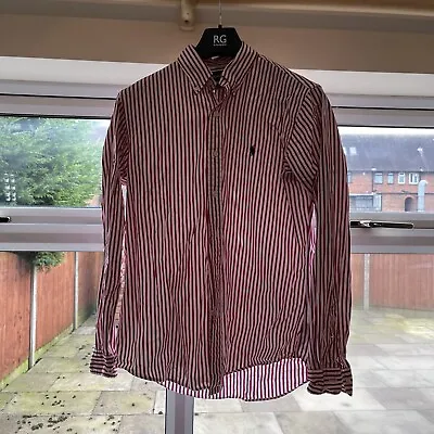 Polo Ralph Lauren Long Sleeved Striped Pink Shirt 100% Linen Size Mens M • £20