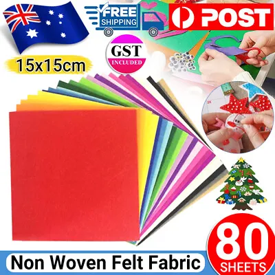 80pcs Squares Non Woven Felt Fabric Sheets For Kids DIY Art Handcraft Mix Colour • $13.85