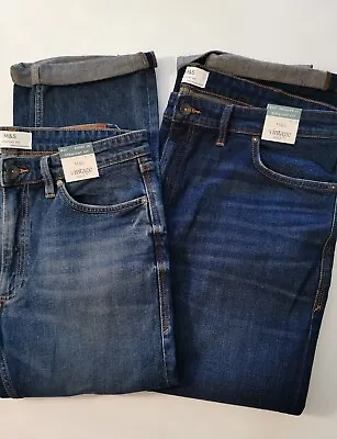 M&S Mens Straight Fit Vintage Wash Stretch Jeans Various Colour Sizes • £14.99