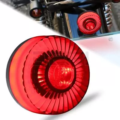Motorcycle LED Rear Brake Tail Light Round License Plate Rear Lamp 12V Universal • $11.89