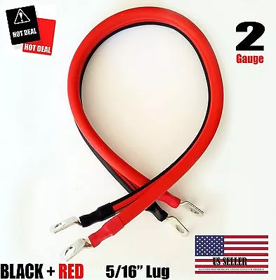 2 AWG Gauge  5/16  Lug Battery Cable Inverter Cables Solar RV Car Golf  .... • $11.99