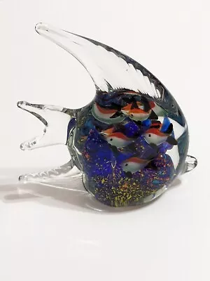 Art Glass Aquarium School Of Fish Paperweight/Figurine. Colorful. 5 . • $17