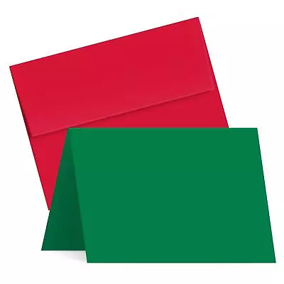 Christmas Greeting Cards – Green 4.25  X 5.5  Cards With A2 Red Envelopes – G... • $34.32