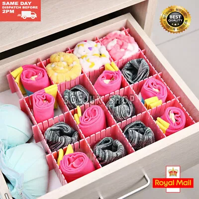 Adjustable Drawer Dividers DIY Storage Separator Organiser Tidy Make-up Closet • £3.49