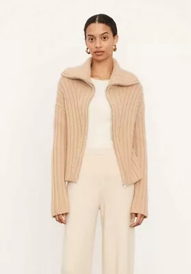 Vince Wool Cashmere Zipper Cardigan Sweater Tan Women's Size M NWOT • $79.99