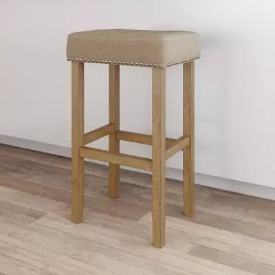 Nathan James Bar Stool 29  X 17  Durable Backless Plain Saddle Seat In Beige • $98.97