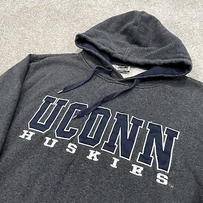 UConn Huskies Sweatshirt Men Large Gray NCAA College Hoodie Pullover Connecticut • $28