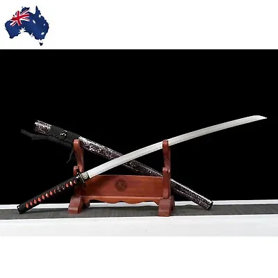 Australia Katana Blood Eagle Damascus Folded Steel Brown Saya Samurai Sword • $419