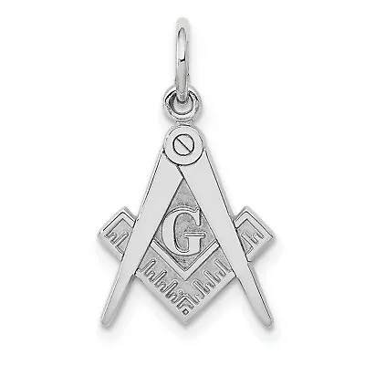 14k White Gold Polished Freemason Symbol Masonic Charm Pendant • $135.99