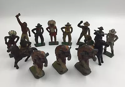 Vintage Metal Lead Figures Cowboys And Indians Toys Lot • $65