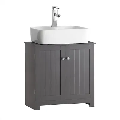 B-ware SoBuy Under Sink Bathroom Storage CabinetDark Grey BZR18-DGUK • £44.95