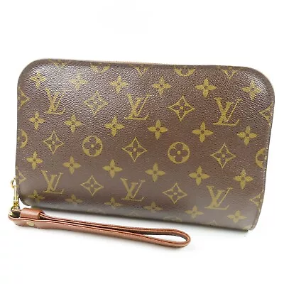 LOUIS VUITTON  Monogram Orsay Clutch Bag Vintage Business Bag Brown France 79441 • $330