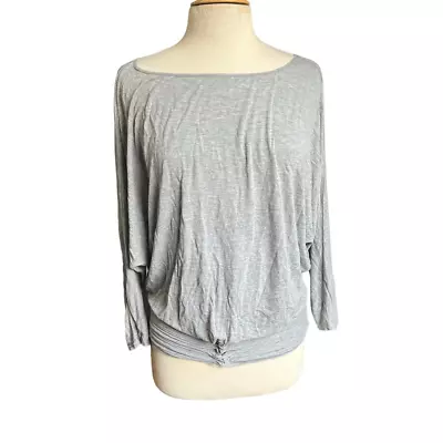 Max Edition Size Large Gray Top Blouse Dolman 3/4 Sleeve Blouson Round Neck • $11