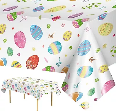 Easter Table Cloth Easter Eggs Table Cover Plastic Waterproof Easter • £6.79