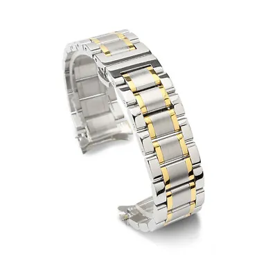 Curved Solid Stainless Steel Metal Watch Band Bracelet Strap Clasp Replacement • $11.95