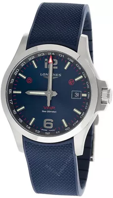 LONGINES Conquest V.H.P. 43MM Blue Dial Rubber Men's Watch L3.728.4.96.9 • $910