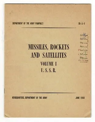 $465 • Buy U S ARMY / Missiles Rockets And Satellites Later Missiles Rockets And Space