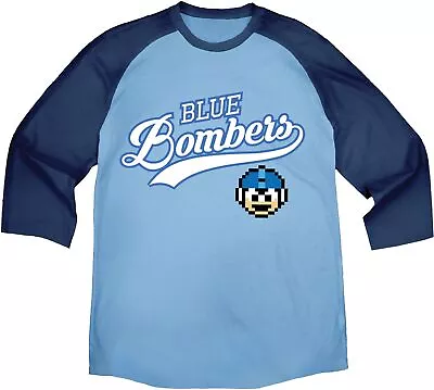 Capcom Mega Man Blue Bomber Blue Baseball Shirt SM LG XL 2X-Large • $14.99