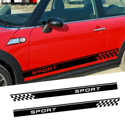 2x Racing Plaid Hood Door Fender Skirt Side Stripes Decal StickerFor Sport Car • $23.08