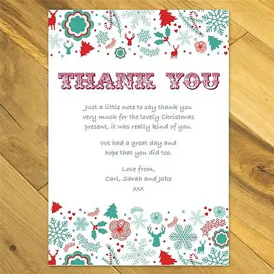 £0.99 • Buy Personalised Christmas Thank You Cards And Envelopes