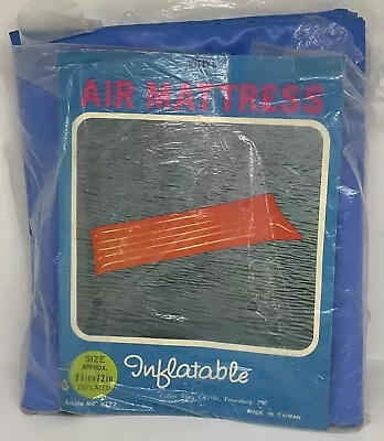 VTG Inflatable Vinyl AIR MATTRESS 72 X 27 Blow Up Raft Pool Float Blue 1970s 80s • $24.99